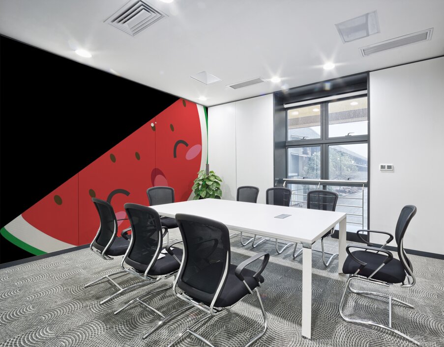 fruit watermelon cute kawaii healthy seeds face.j Wall Printing