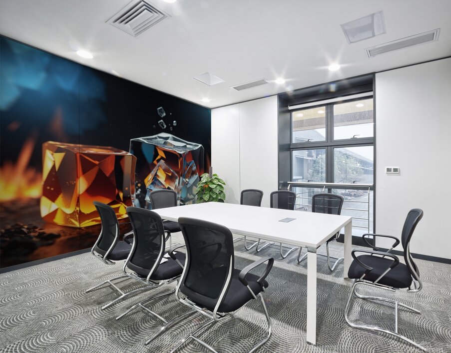 Default an ice cube next to a fire cube captured Wall Printing