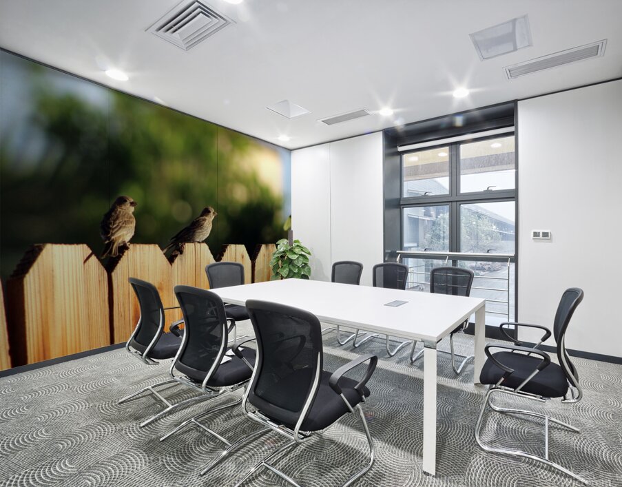 Sparrows on a Fence Wall Printing