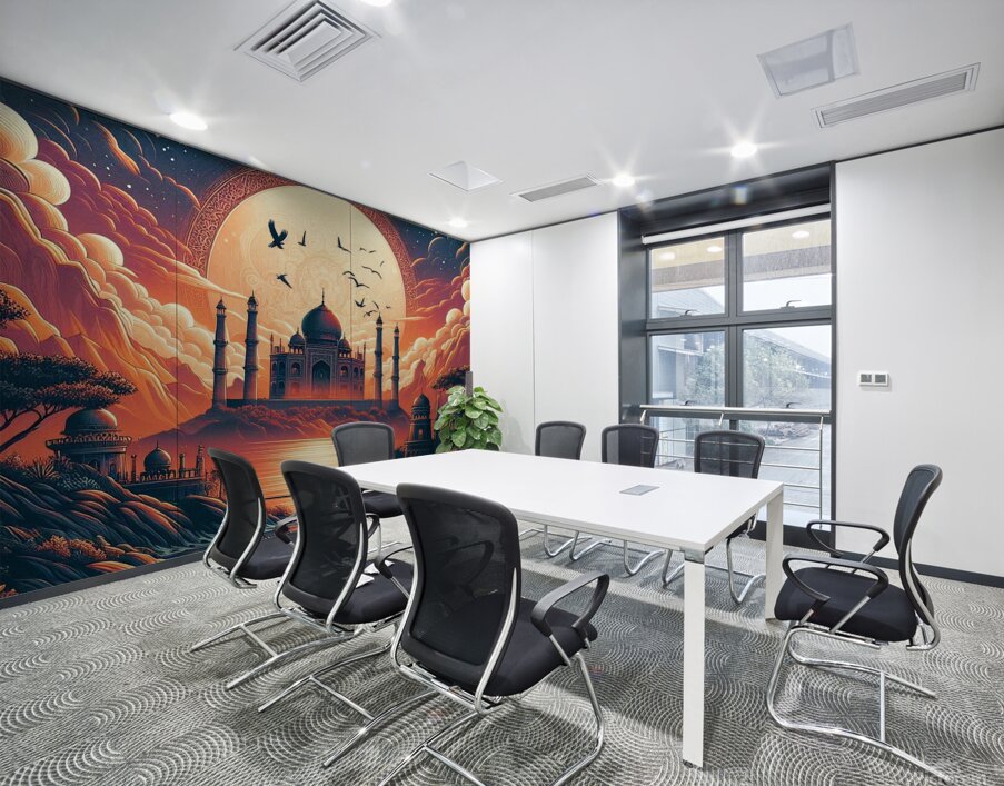 Mystical Sunset: A Majestic Palace Amidst Natures Beauty Wall Printing