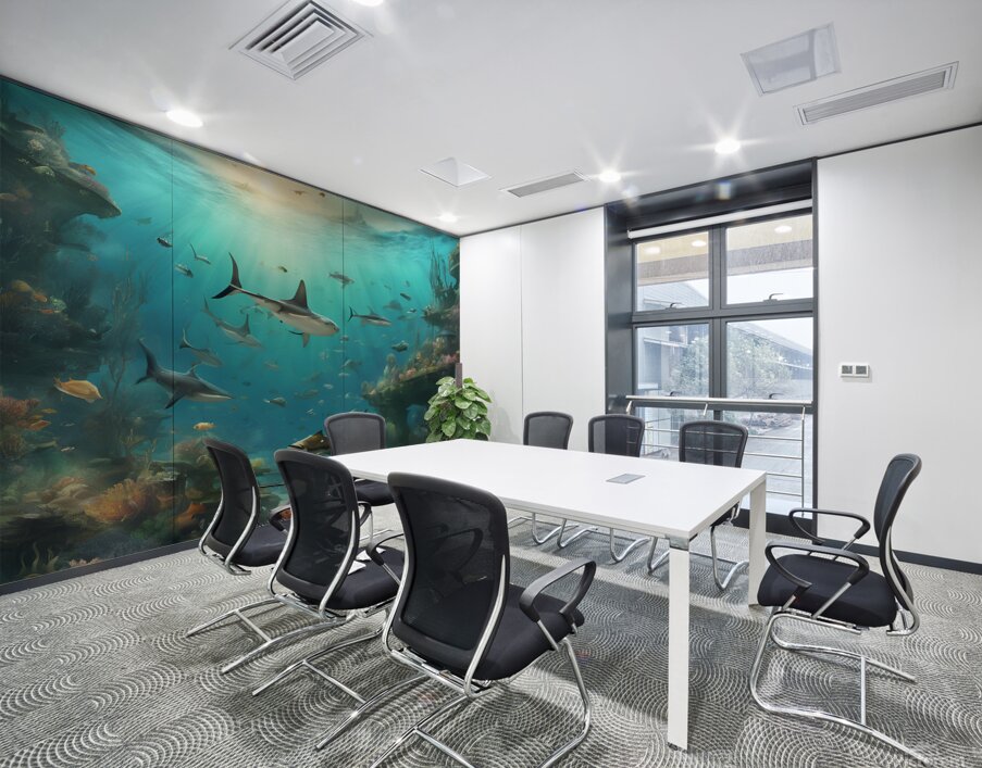 Showcase a vast underwater landscape teeming with various fish Wall Printing