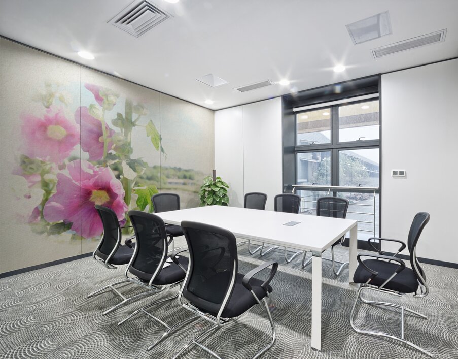 hollyhock with saltminning in watercolor Wall Printing