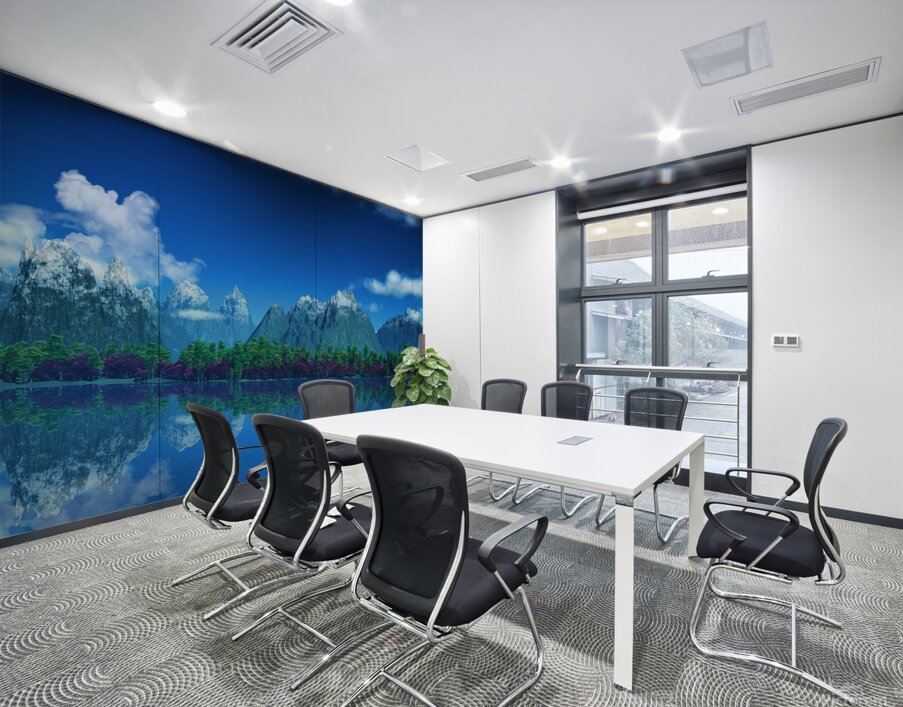 mountains with snow trees Wall Printing