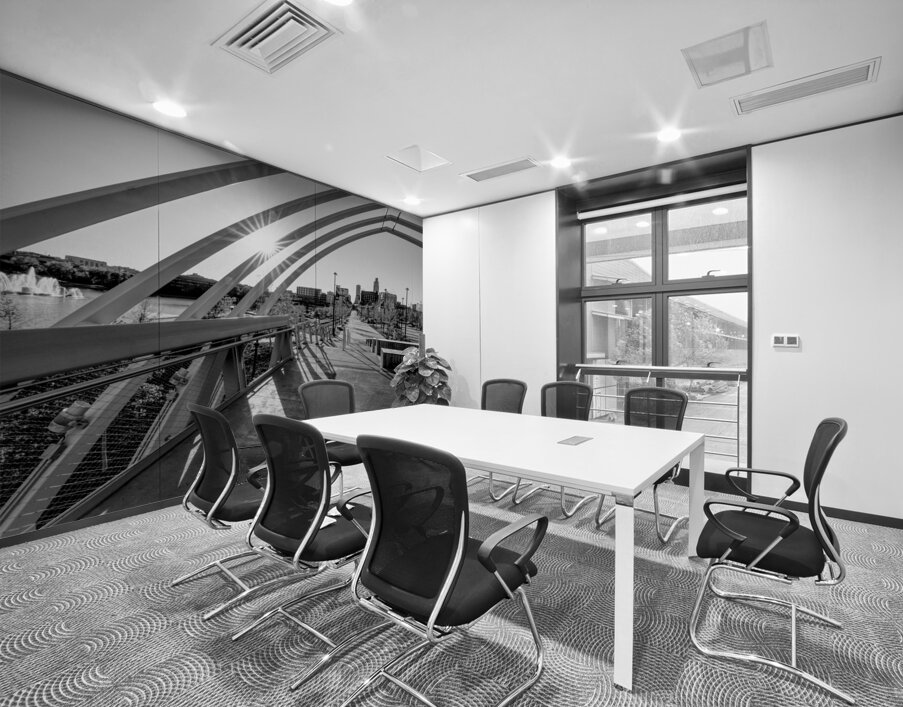 Omaha Farnam Pier Evening Sunburst Grayscale Wall Printing