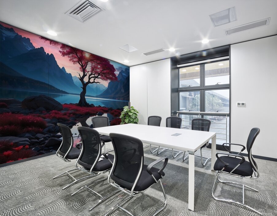 the ethereal beauty of a mystical landscape under the red moonlight Wall Printing