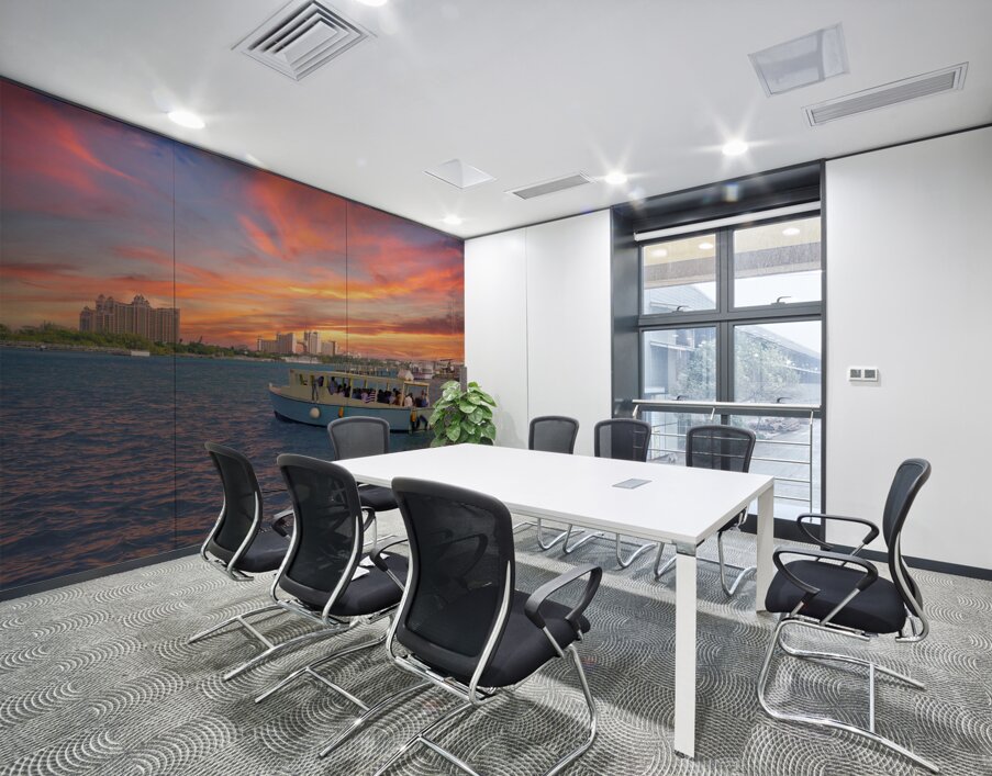 Tour Boat at Nassau Bahamas with Atlantis in Background Wall Printing