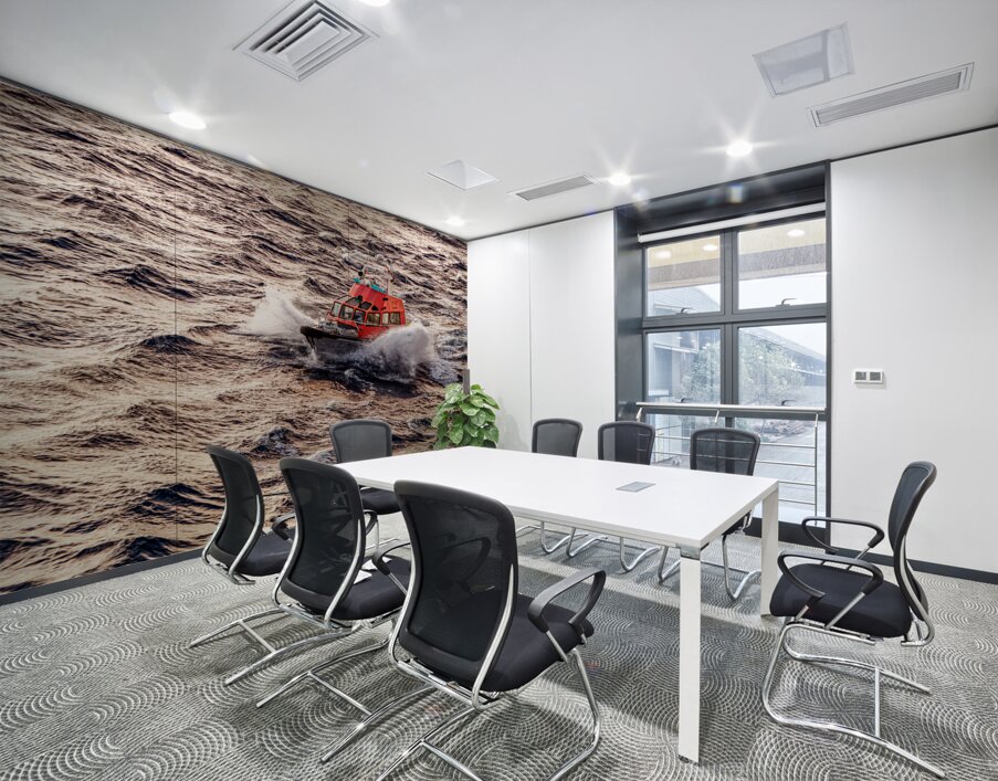 Pilot Boat with Cruise Ship Leaving Roatan Wall Printing