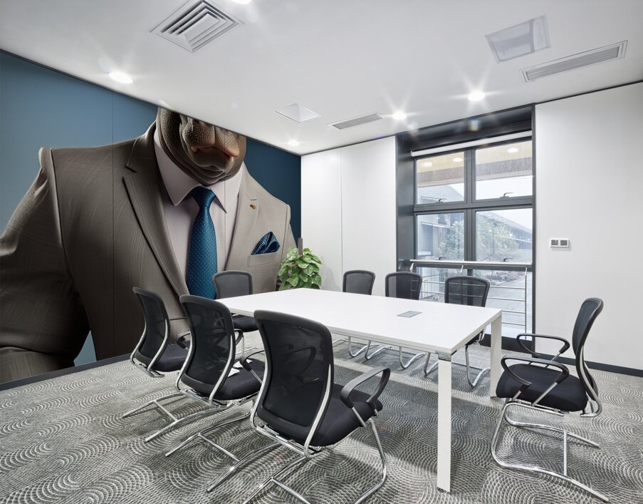 hippopotamus in suit Wall Printing