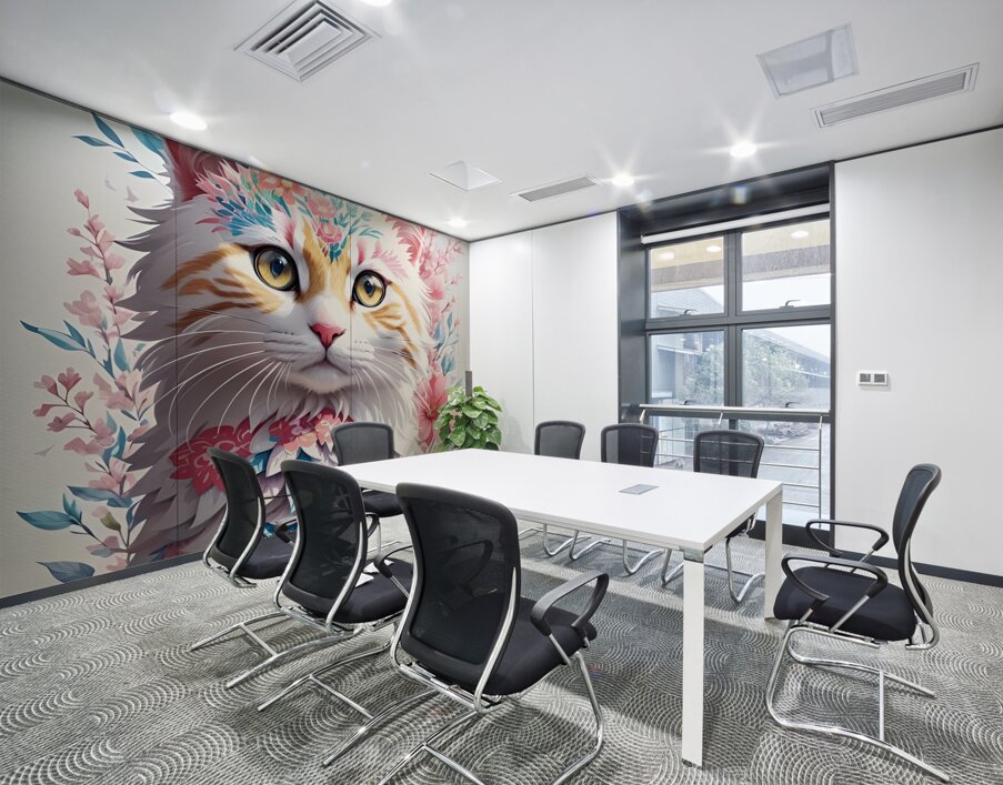 floral cat Wall Printing