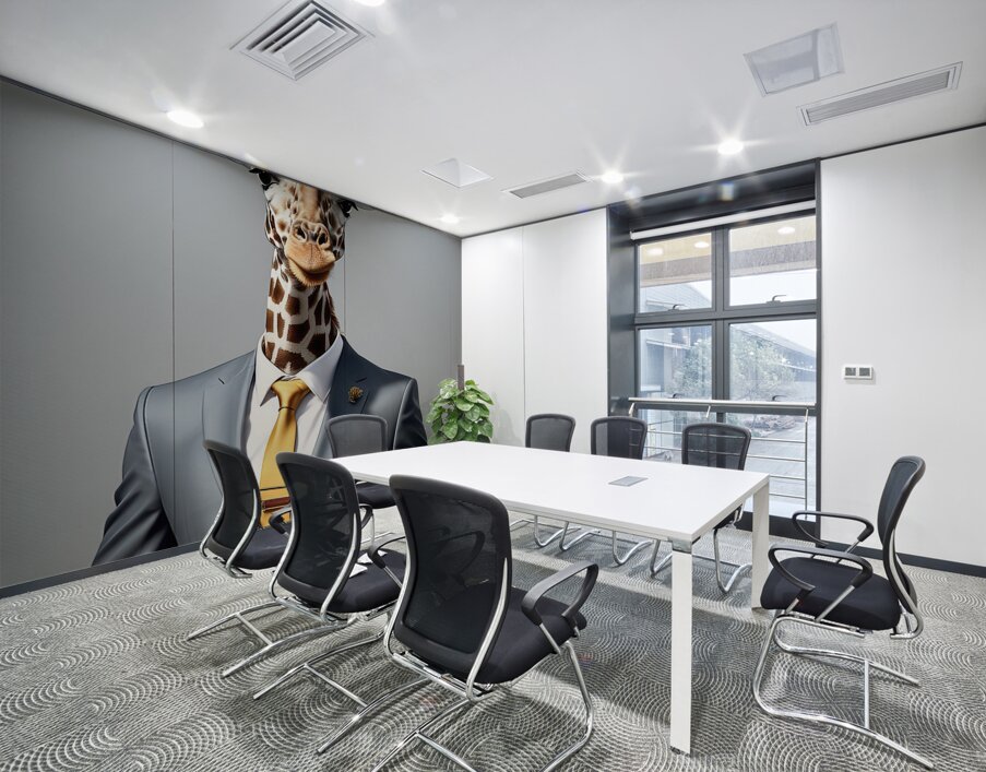giraffe in suit Wall Printing