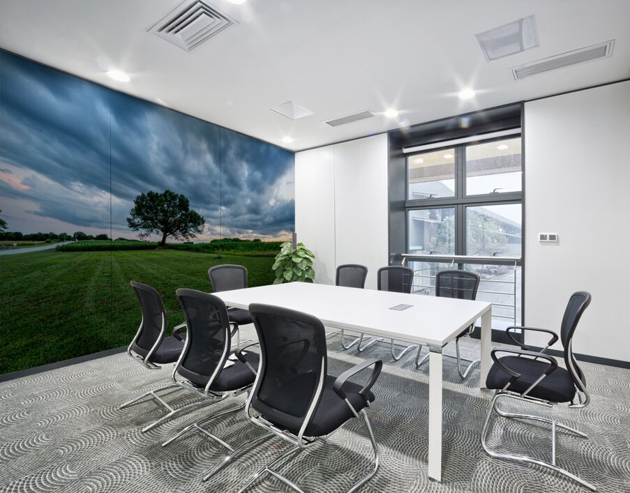 Country Road And Oak Tree Sunset Wall Printing