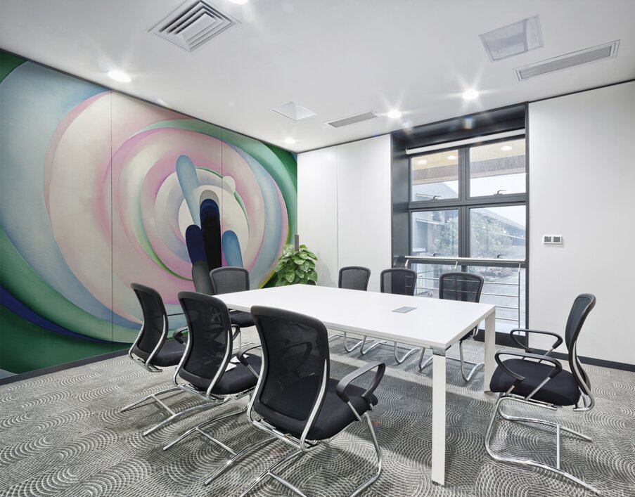  Georgia OKeeffe - Grey Blue and Black Pink Circle Wall Printing