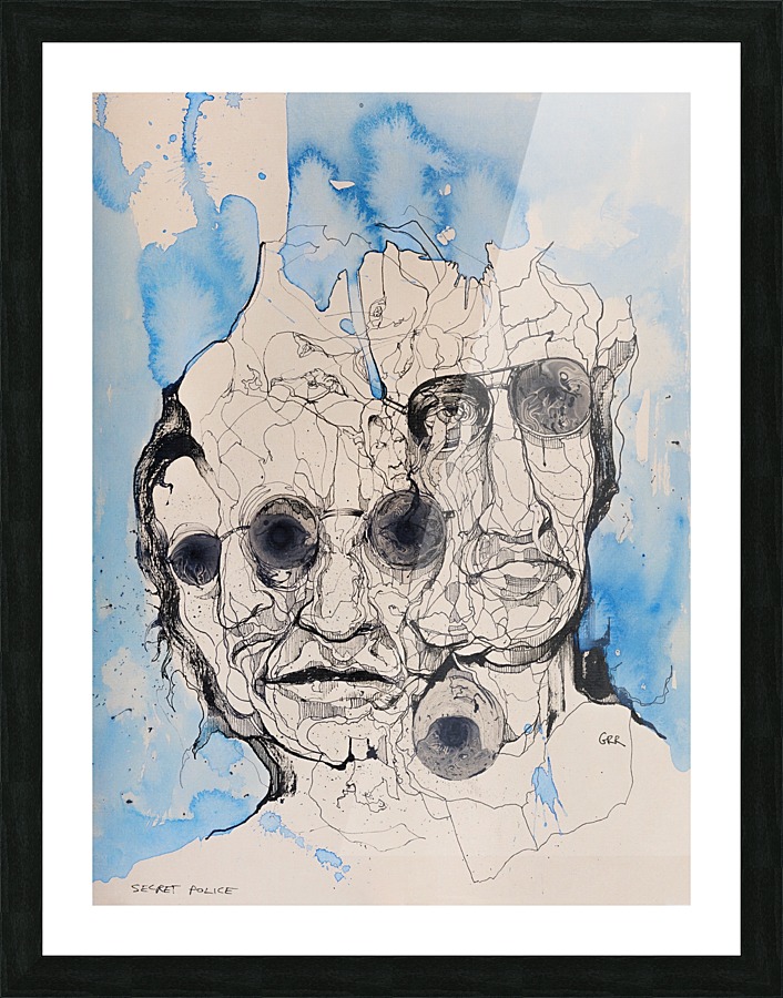 Illustration of a composite of men's faces  Framed Print Print