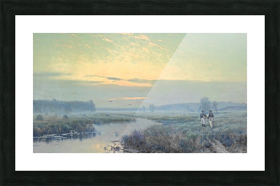 River estuary with farm labourers Picture Frame print