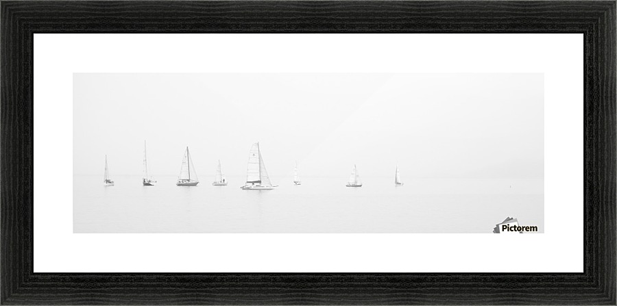 sea black and white ocean boats  Framed Print Print