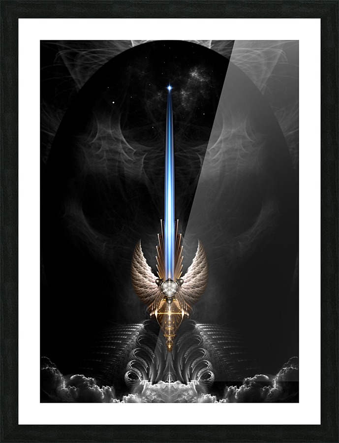 Angel's Wings 蝶の標本 黒フレーム Silver Metallic Angel Wings On Black by Redhumv