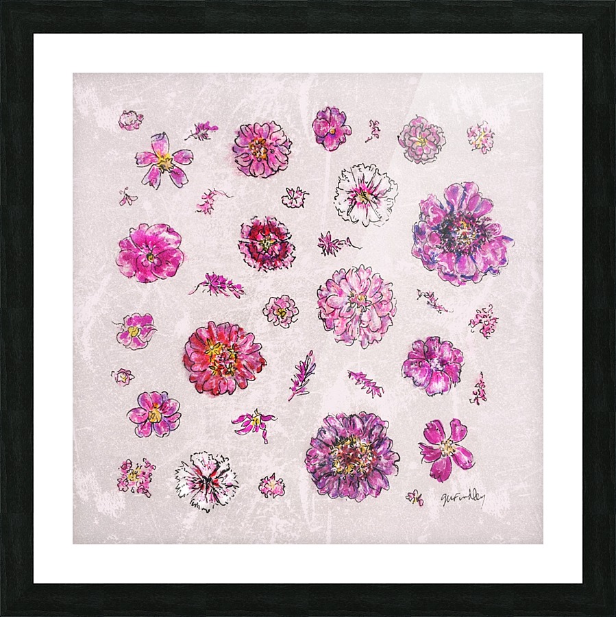 Pink Flowers Gerri Findley Canvas Pink Flowers Picture Frame Printing