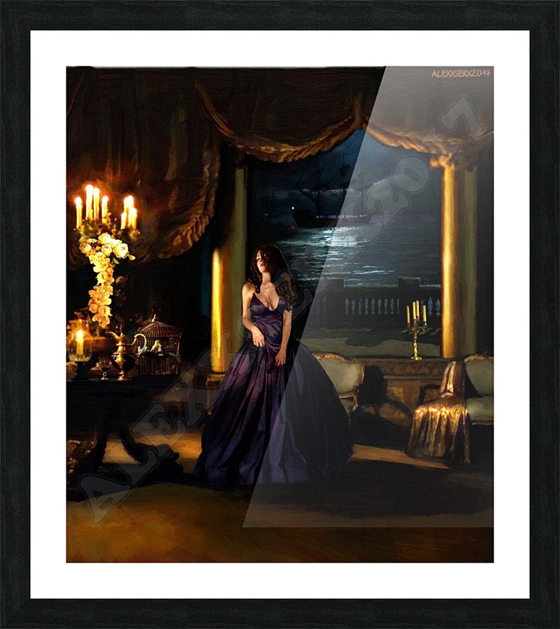 Portrait  Lady in darkblue Tourtuga island   Framed Print Print