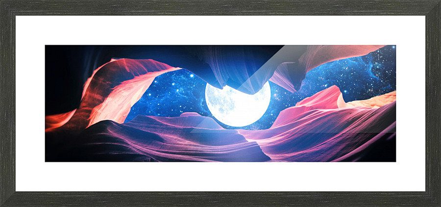 Grand Canyon With Space & Full Moon Collage I v2   Panoramic Picture Frame print