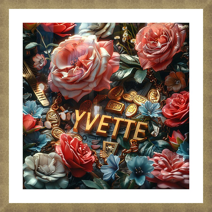 blackdigitalart collage of flowers roses gold bar Picture Frame print