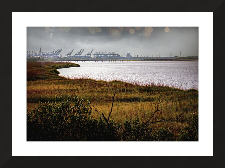Savannah Shipyard Marsh Silhouette Picture Frame print
