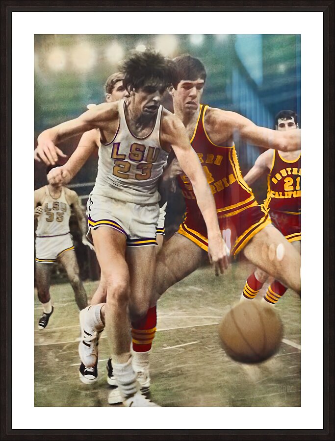 1969 LSU vs. USC Basketball Pistol Pete Art Picture Frame print