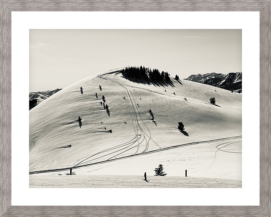 Sepia Skiers  Picture Frame print