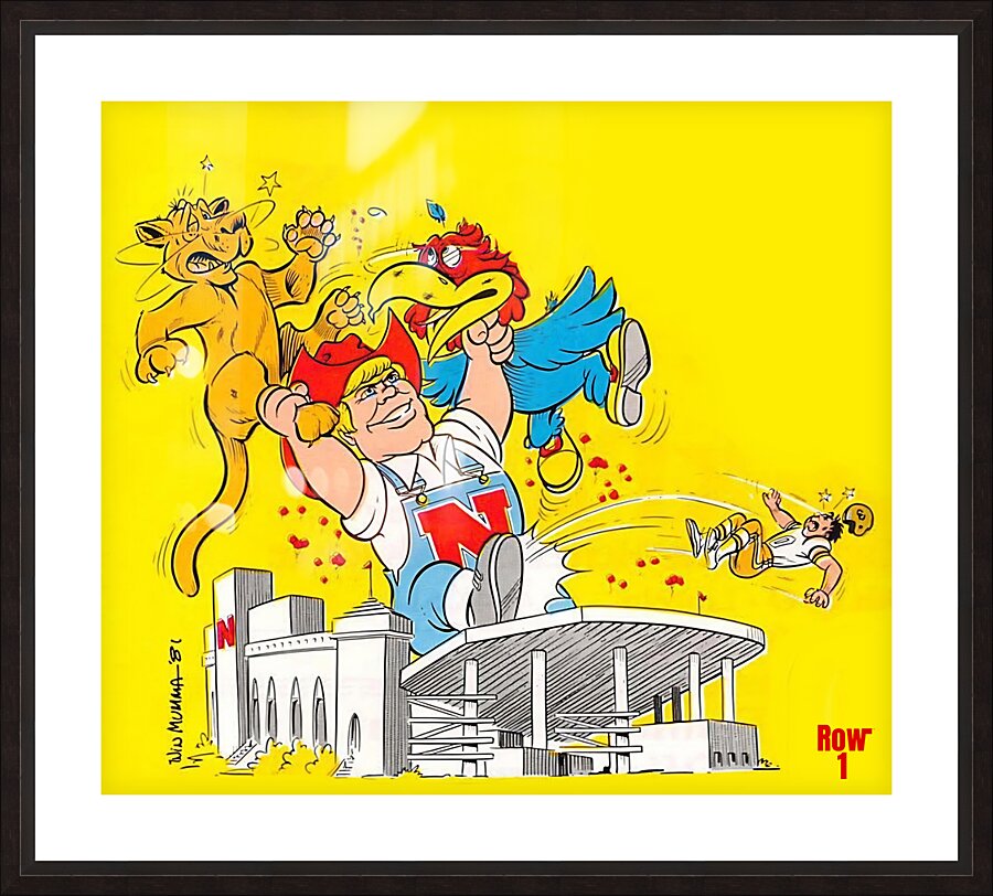 1981 win mumma nebraska football cartoon Picture Frame print