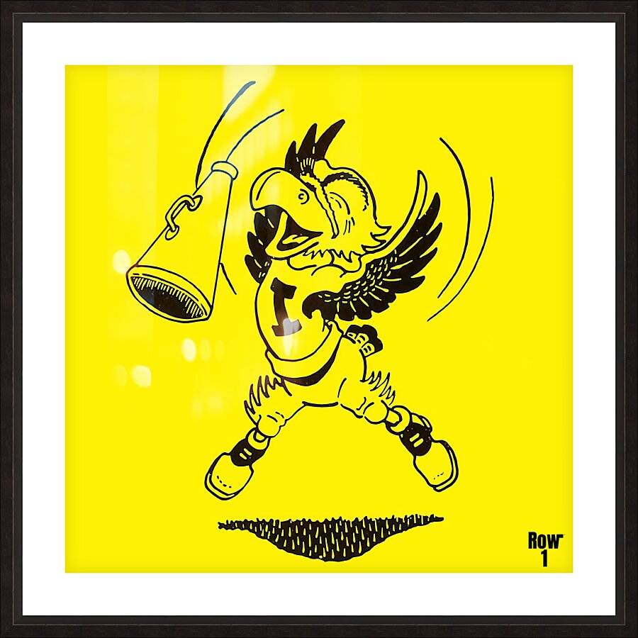 Dick Spencer vintage herky iowa hawkeye cartoon cheerleader Picture Frame print