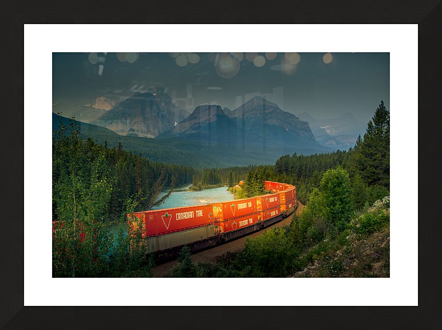 Morants Curve Train in Banff National Park Picture Frame print