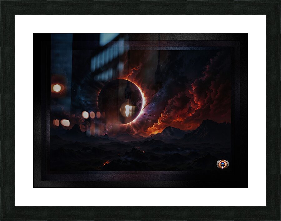 Solar Eclipse Cosmic Art Masterpiece that Transcends Boundaries Mesmerizing AI Concept Art by Xzendor7 Picture Frame print
