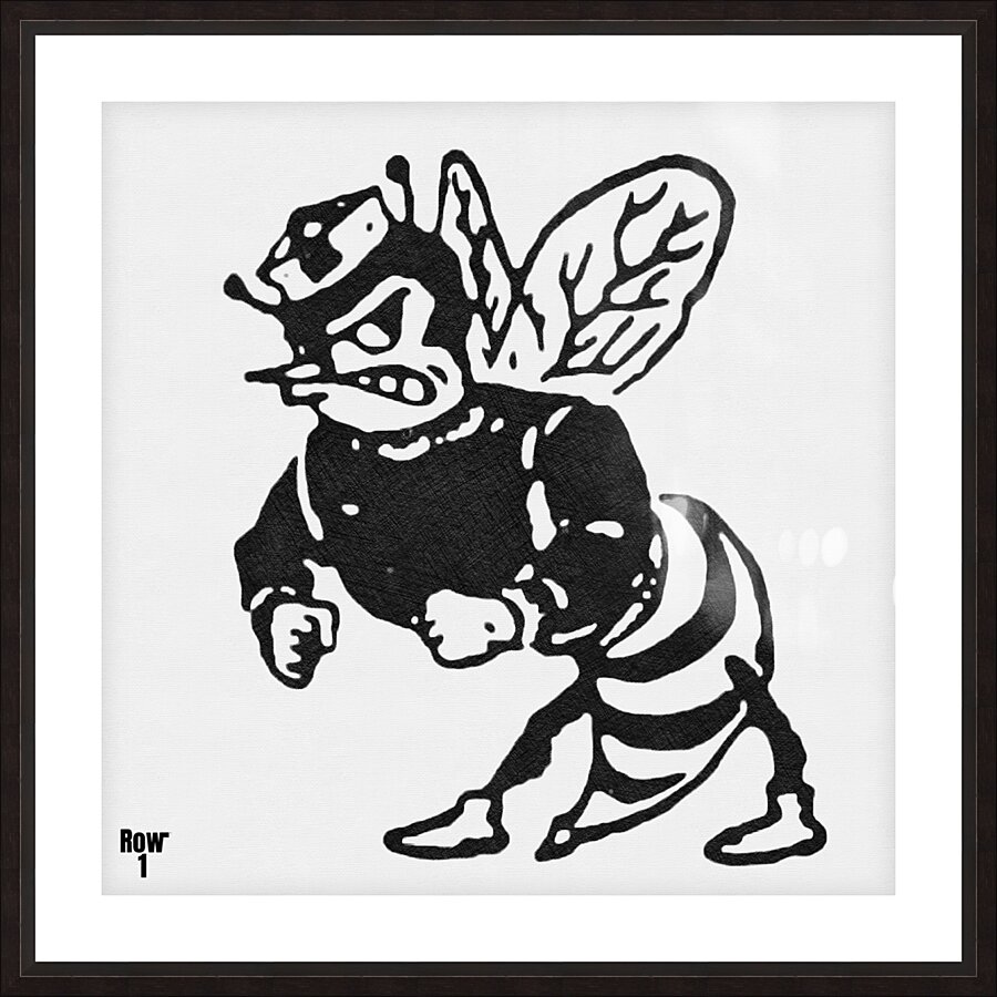 vintage yellow jacket mascot art throwbacks Picture Frame print