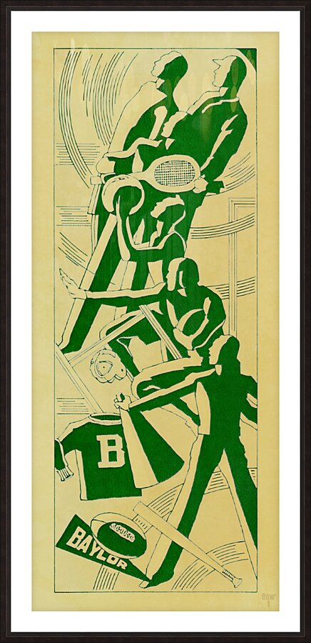 Vintage Art Deco Baylor Sports Art Picture Frame print