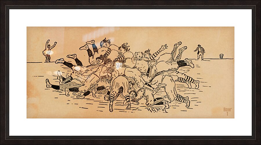 early 1900s football pile art Picture Frame print