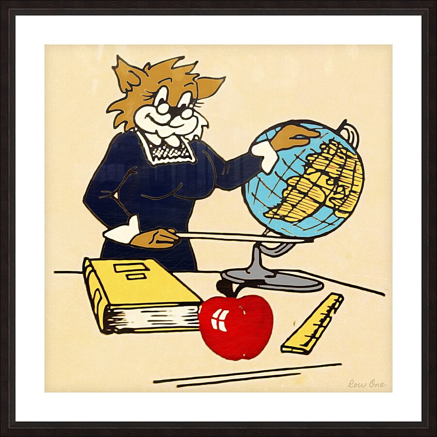 cartoon vintage arizona wildcat teacher art Picture Frame print