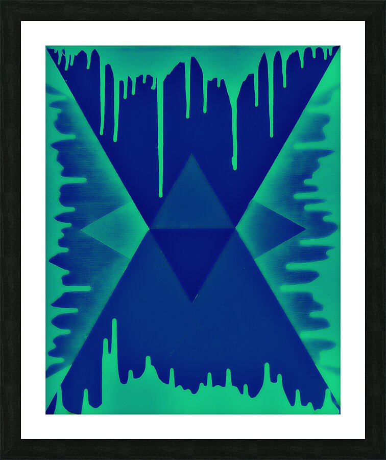 Drip Triangle Green and black Picture Frame print