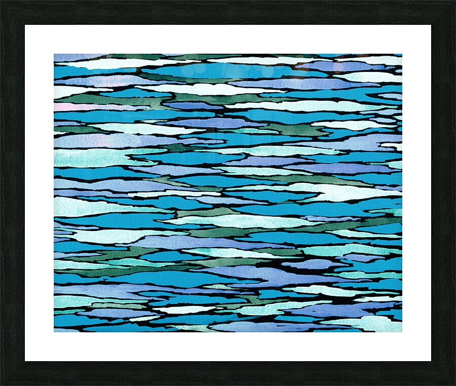 Abstract Watercolor Splash Waves Lines 16 Picture Frame print