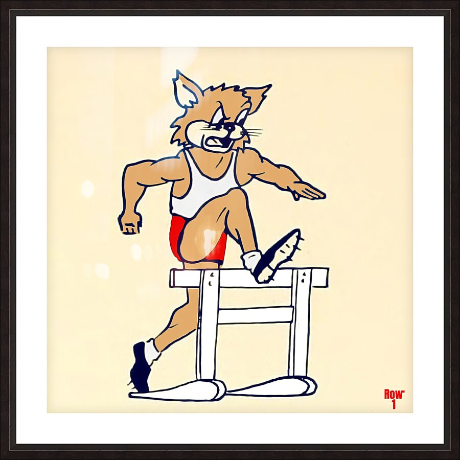 vintage arizona wildcat track cartoon art row1.jp Picture Frame print