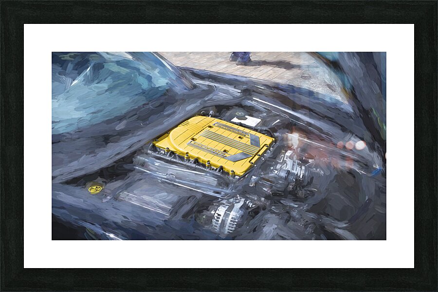 2019 Black Chevrolet Corvette Z06 LT4 Motor X121 Picture Frame print