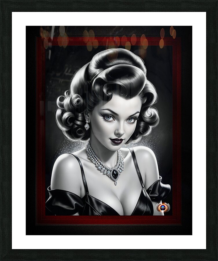 You Will Not Regret Coming With Me Captivating AI Concept Art Femme Fatale Portrait by Xzendor7  Framed Print Print