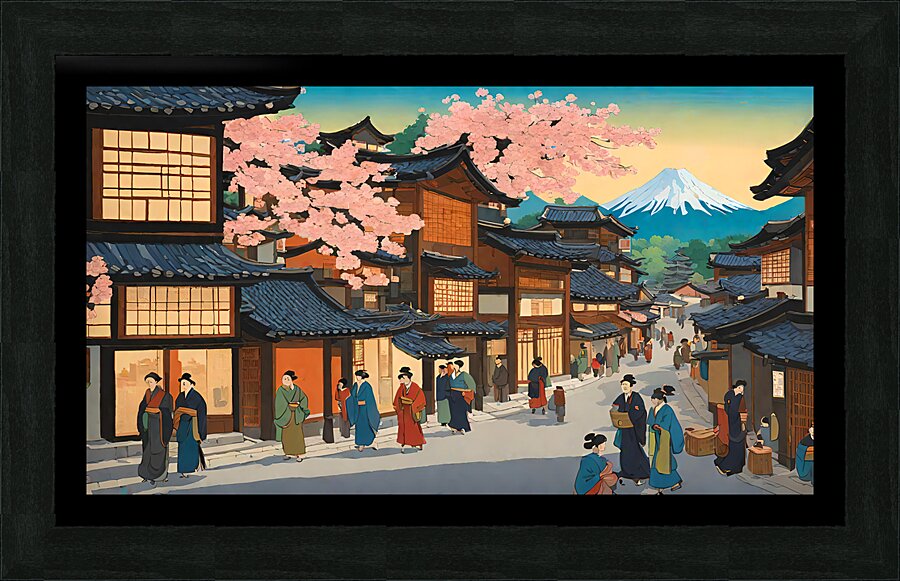 Springtime in Japan Blossoms and Mount Fuji Impression et Cadre photo