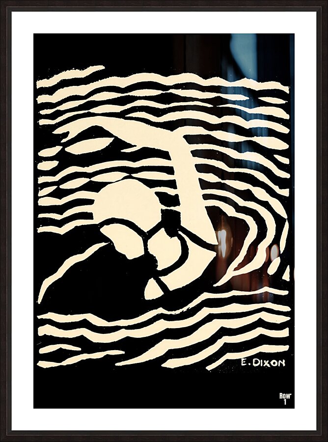 vintage swimming art abstract Picture Frame print