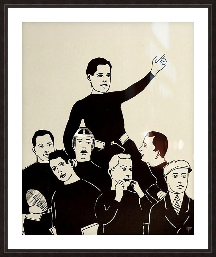vintage football art players cheering Picture Frame print