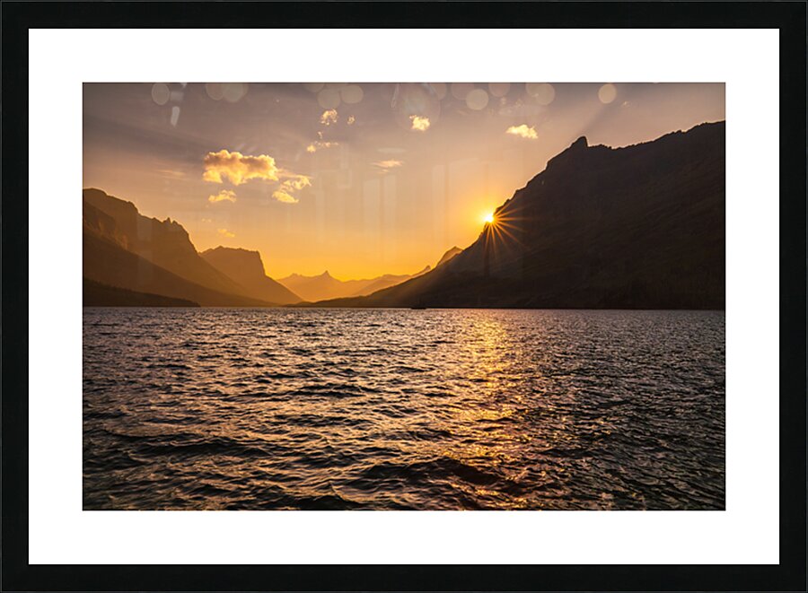 St Mary Lake Sunburst Picture Frame print