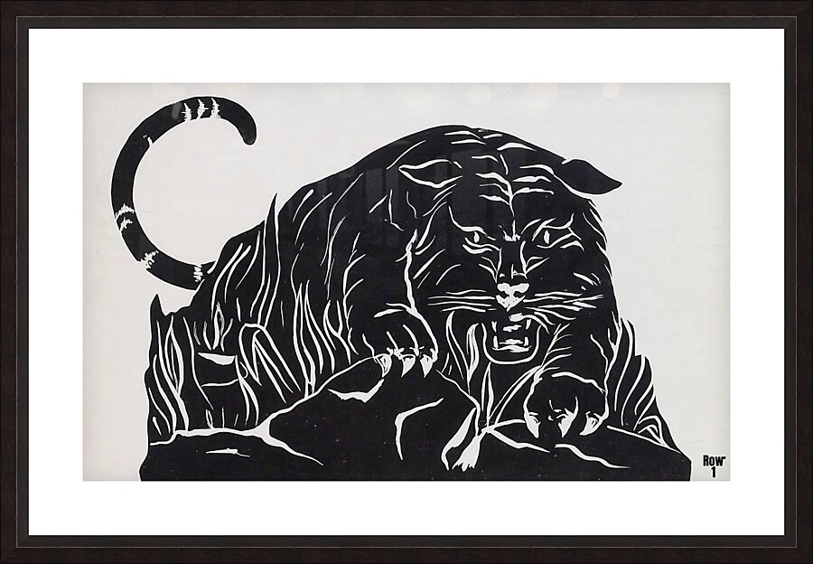 vintage cat mascot art row1 Picture Frame print
