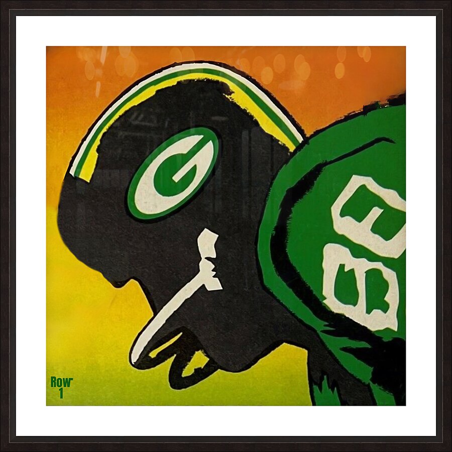 vintage green bay packers player art row1 Picture Frame print