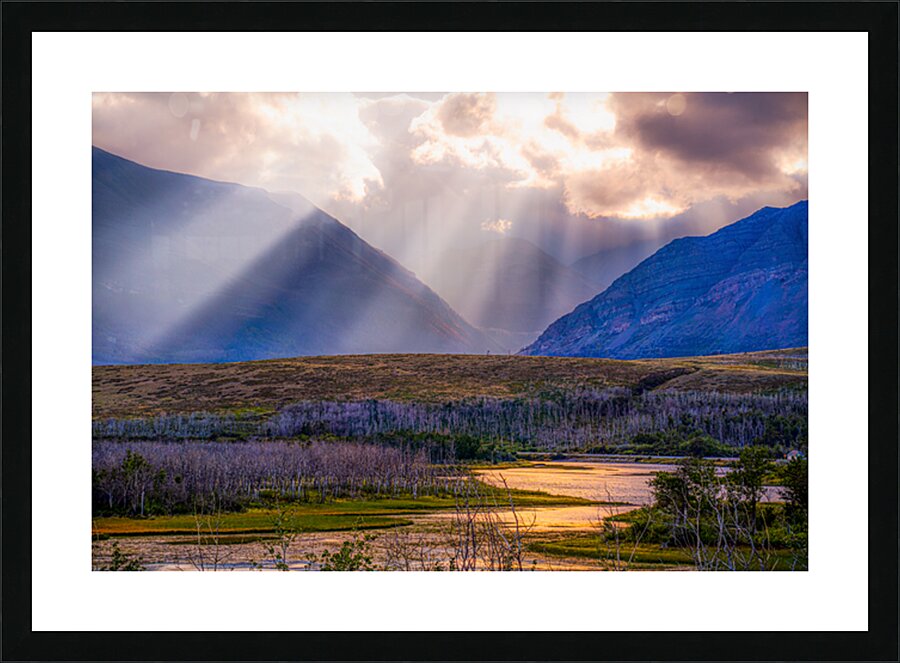 Waterton Lakes Sunset Picture Frame print