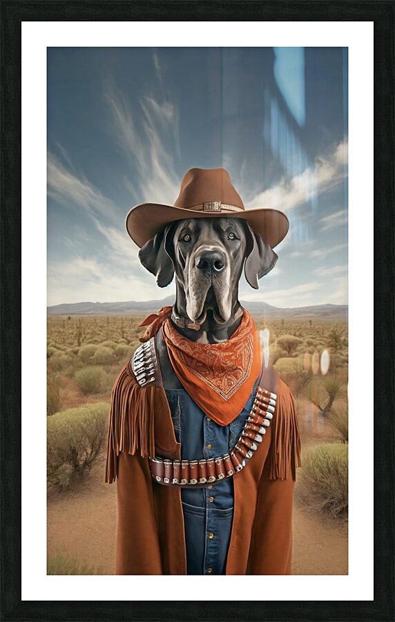 Great Dane Cowboy Picture Frame print