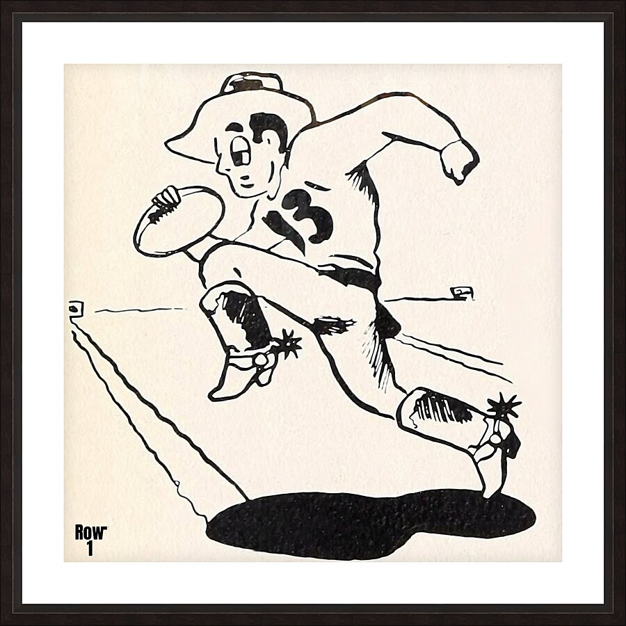 vintage cowboy football art Picture Frame print