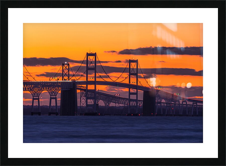 Orange Bay Bridge Sunrise Picture Frame print
